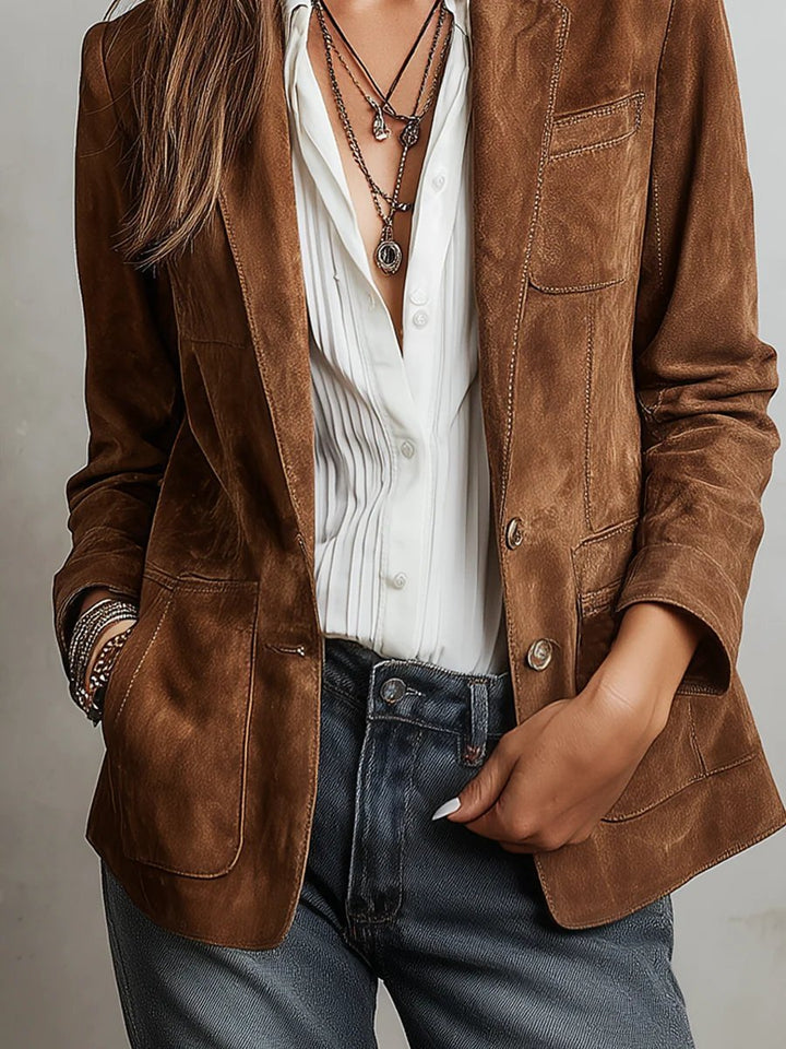Olivia | Sophisticated Faux Suede Single-Breasted Blazer 4