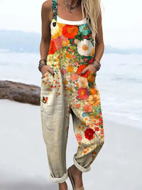 Grace | Botanical Print Sleeveless Wide Leg Jumpsuit