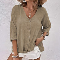 Sienna| Elegantes Langarm-V-Neck-Shirt