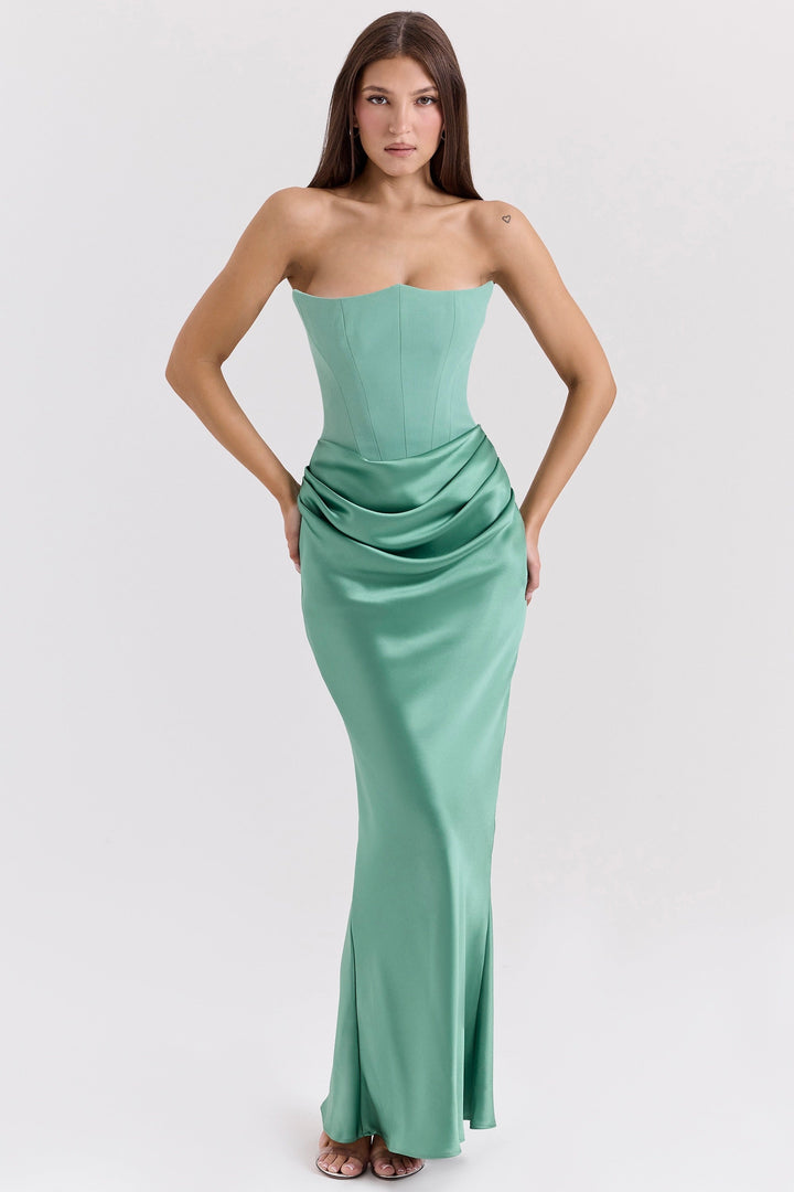 Ruby | Satin Maxi Dress for Women - Elegant Strapless Long Dress 0