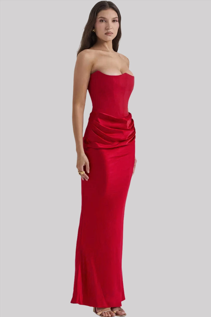 Ruby | Satin Maxi Dress for Women - Elegant Strapless Long Dress 10