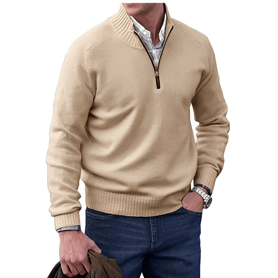 Ryan | Men's Quarter-Zip Knit Pullover Sweater Regular Fit Long Sleeve 1
