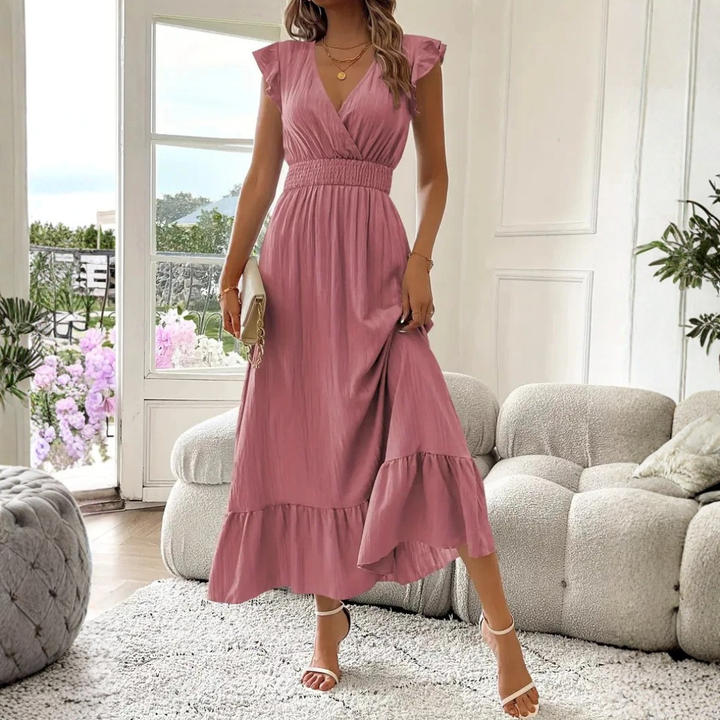 Sarah | Elegant and Versatile V-Neck Ruffle Maxi Dress 12