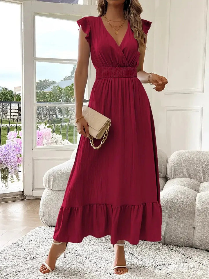 Sarah | Elegant and Versatile V-Neck Ruffle Maxi Dress 5