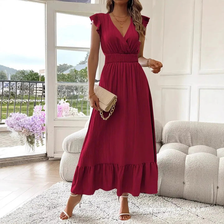 Sarah | Elegant and Versatile V-Neck Ruffle Maxi Dress 6