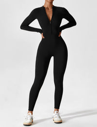 Aurelle| Langarm-Jumpsuit mit Reißverschluss