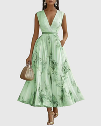 Eleanor | Zeitloses und stilvolles plissiertes Maxikleid mit Blumenmuster