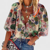 Olivia | Elegant And Breathable Floral Button-Down Blouse