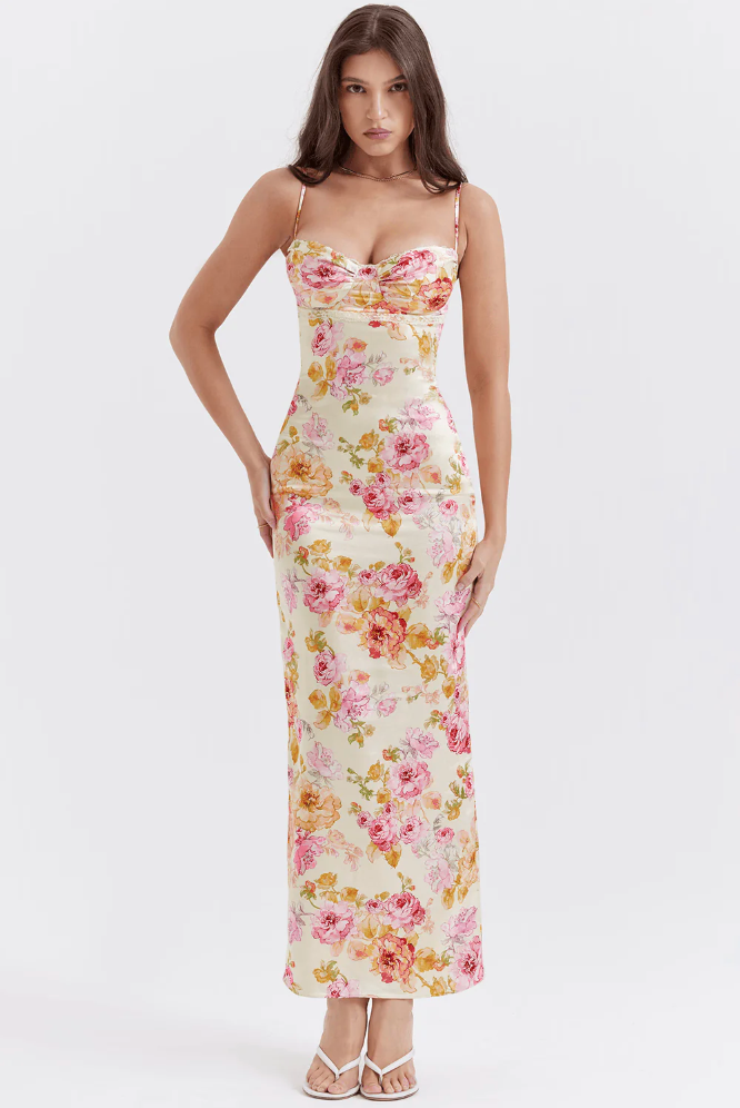 Sienna | Romantic Floral Wedding Guest Dress with Spaghetti Straps 0