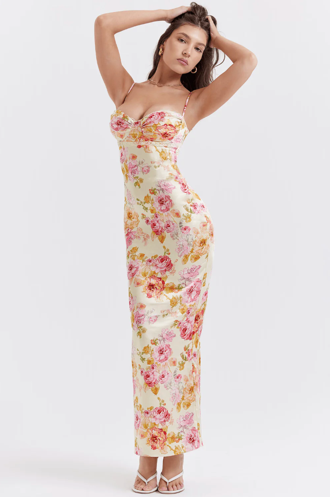 Sienna | Romantic Floral Wedding Guest Dress with Spaghetti Straps 2