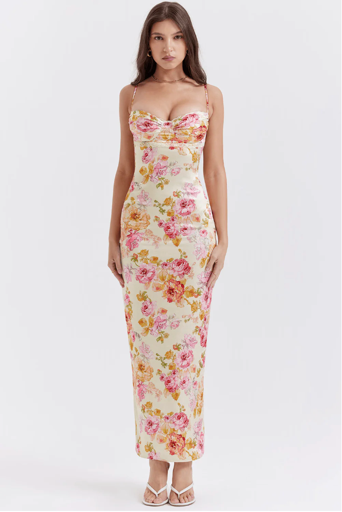 Sienna | Romantic Floral Wedding Guest Dress with Spaghetti Straps 3