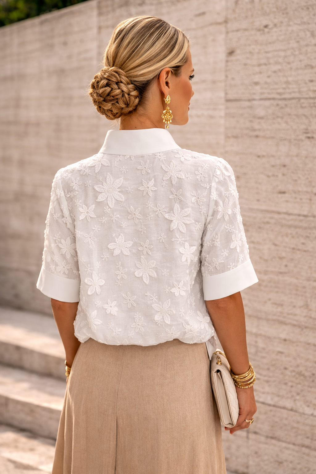 Sierra | Elegant Floral Embroidered Women's Blouse – Lightweight & Soft High-Neck Design 1