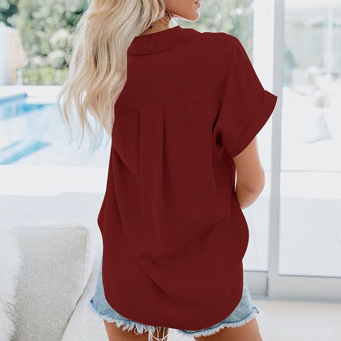 Sofia | Women's Burgundy Shirt Blouse 1