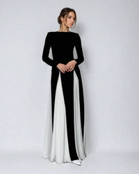 Julia | Elegant Contrast Long Sleeve Maxi Dress