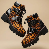 Julia | Bold Heritage Buckle Leather Ankle  Boots