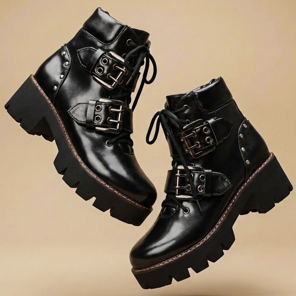 Sophia | Premium Statement Buckle Leather Ankle Boots 1