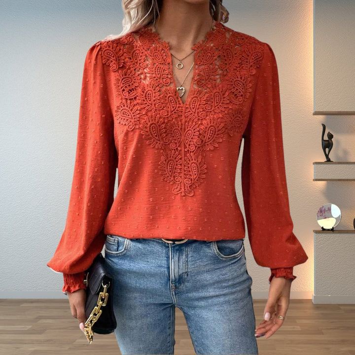 Sophie | Comfortable And Elegant Lace-Bodice Long-Sleeve Blouse 0