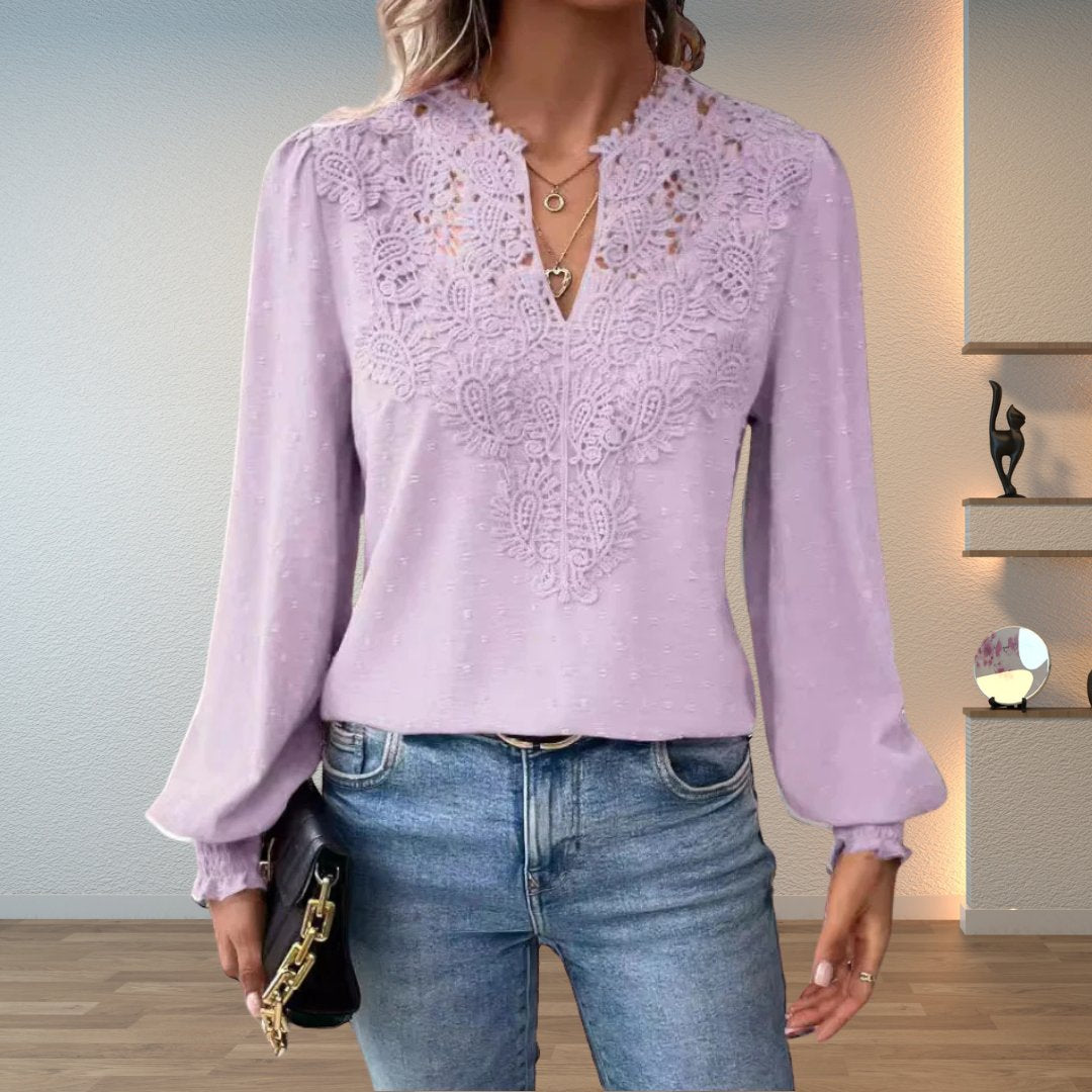 Sophie | Comfortable And Elegant Lace-Bodice Long-Sleeve Blouse 4