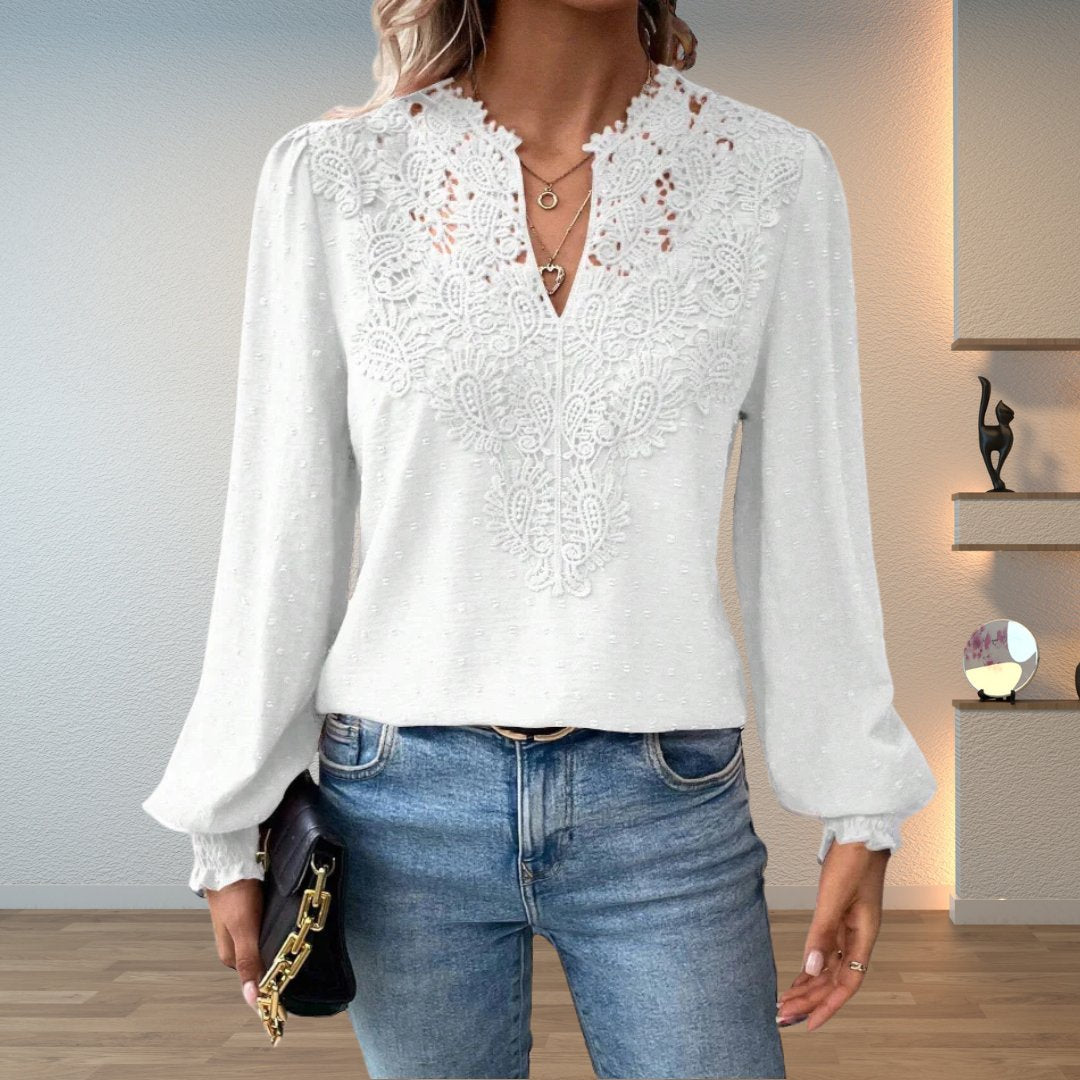 Sophie | Comfortable And Elegant Lace-Bodice Long-Sleeve Blouse 6