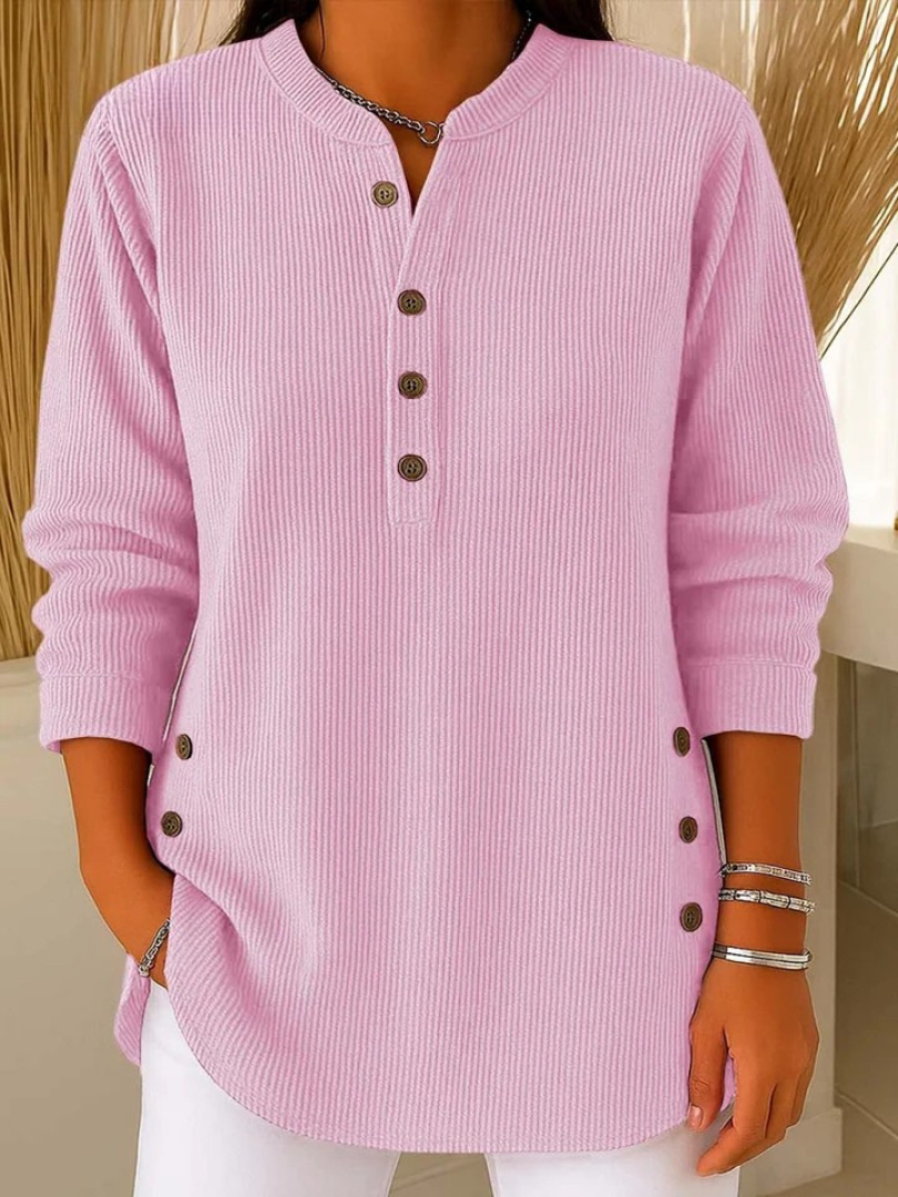 Sophie | Premium Ribbed Long Sleeve Henley Top 0