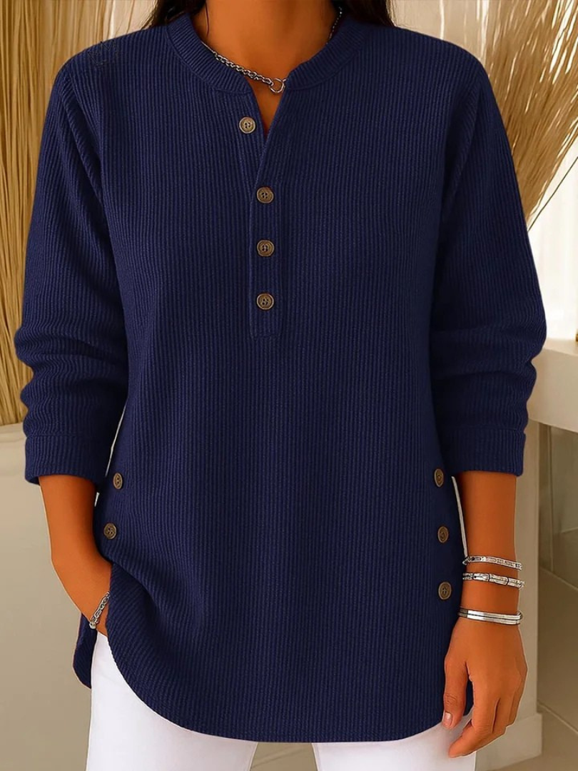 Sophie | Premium Ribbed Long Sleeve Henley Top 2