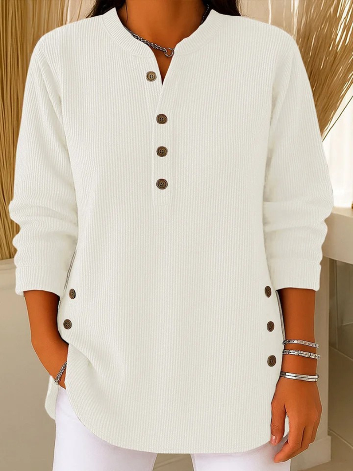 Sophie | Premium Ribbed Long Sleeve Henley Top 3