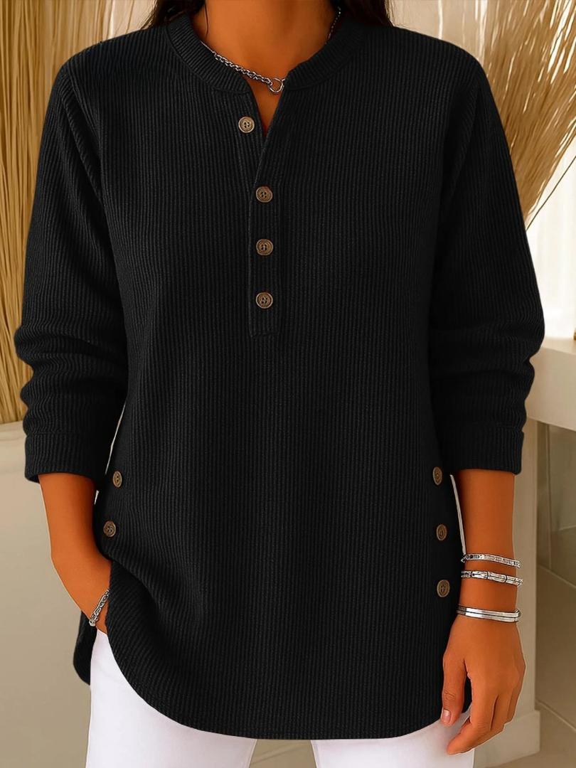 Sophie | Premium Ribbed Long Sleeve Henley Top 4