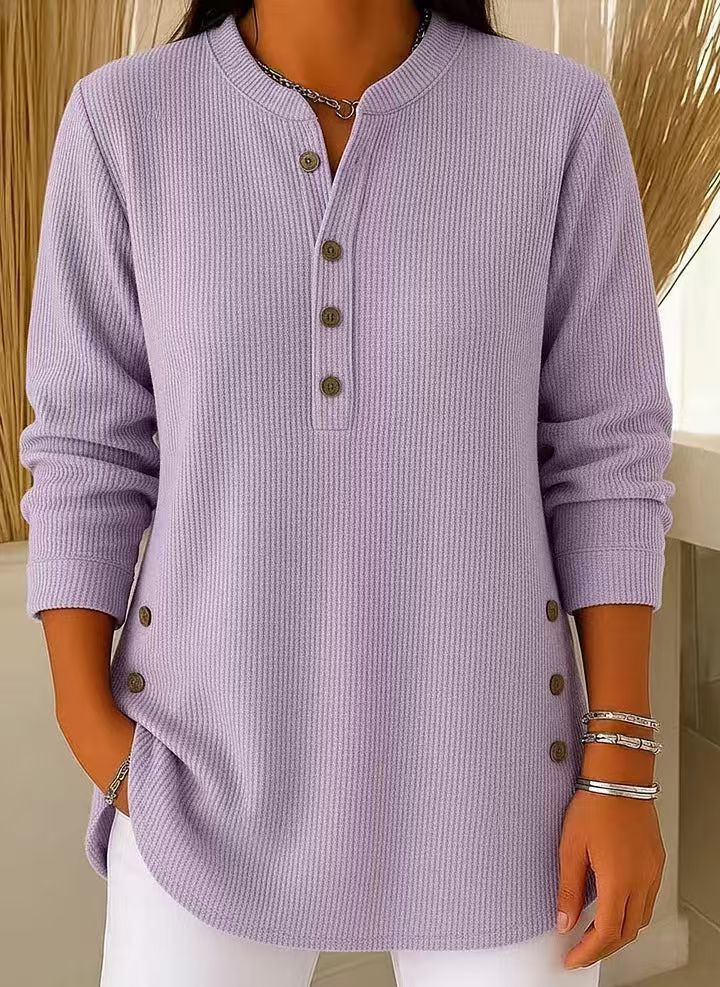 Sophie | Premium Ribbed Long Sleeve Henley Top 7