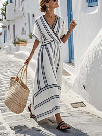Manuela| Anspruchsvolles Sommer-Maxikleid mit gewebter Struktur