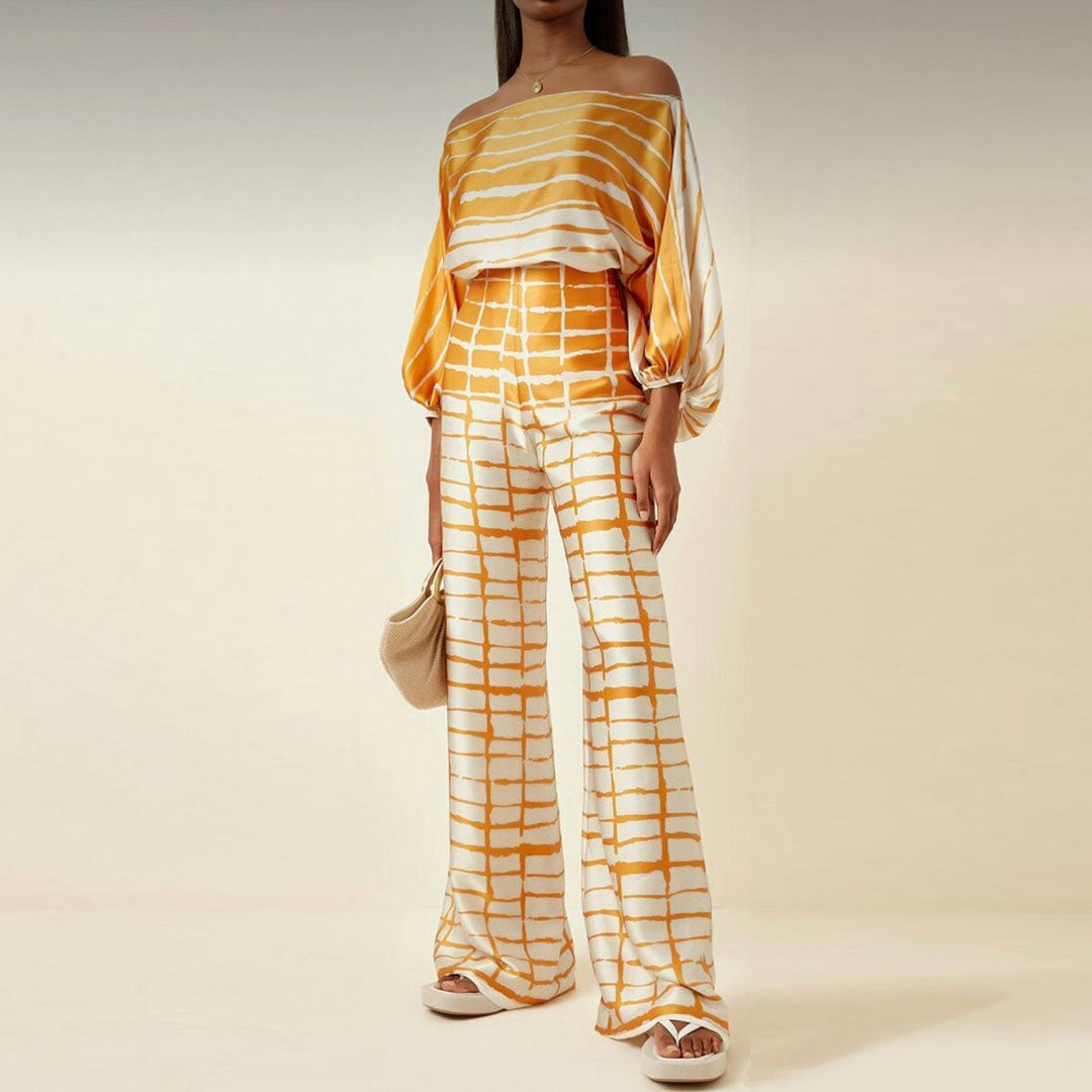 Taylah | Off-Shoulder Lantern Sleeves Two-Piece Summer Set 6