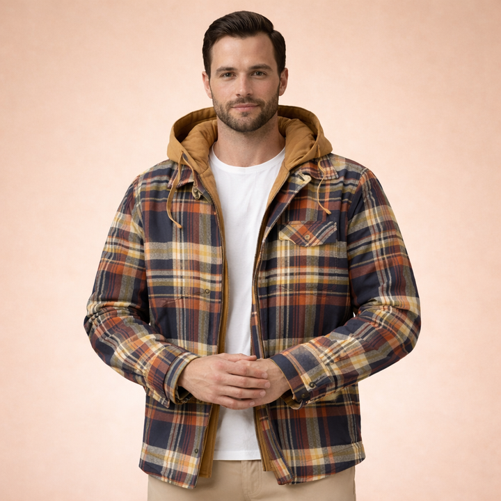 Ethan | Men’s Checkered Hooded Casual Jacket