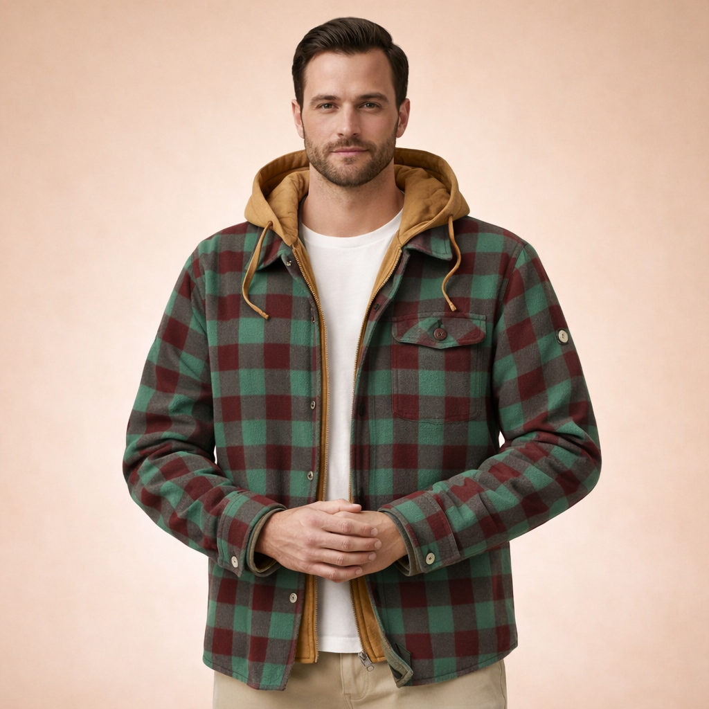 Ethan | Men’s Checkered Hooded Casual Jacket