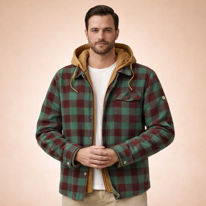 Ethan | Men’s Checkered Hooded Casual Jacket