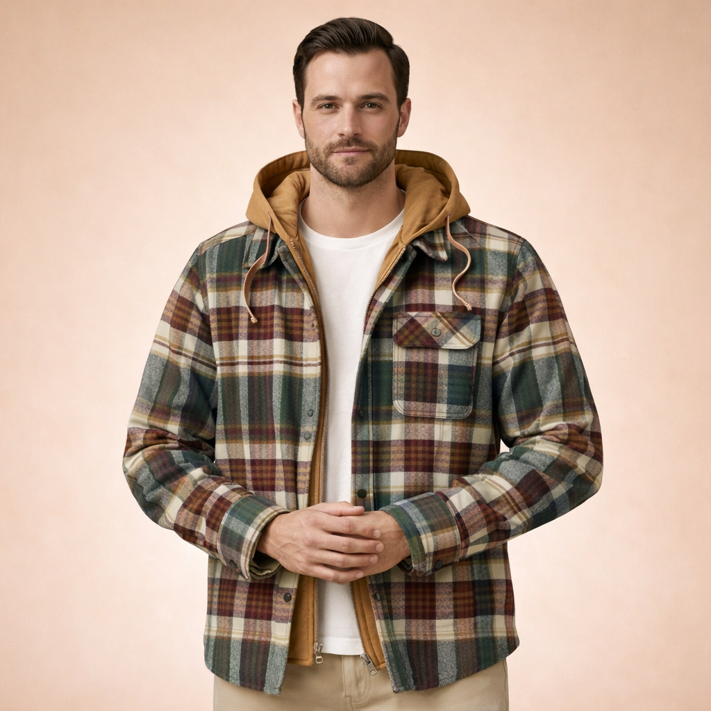 Ethan | Men’s Checkered Hooded Casual Jacket