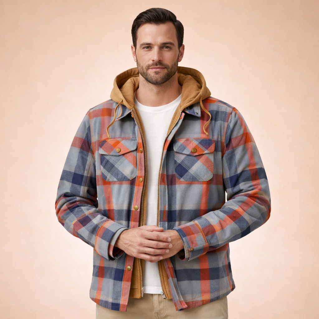 Ethan | Men’s Checkered Hooded Casual Jacket