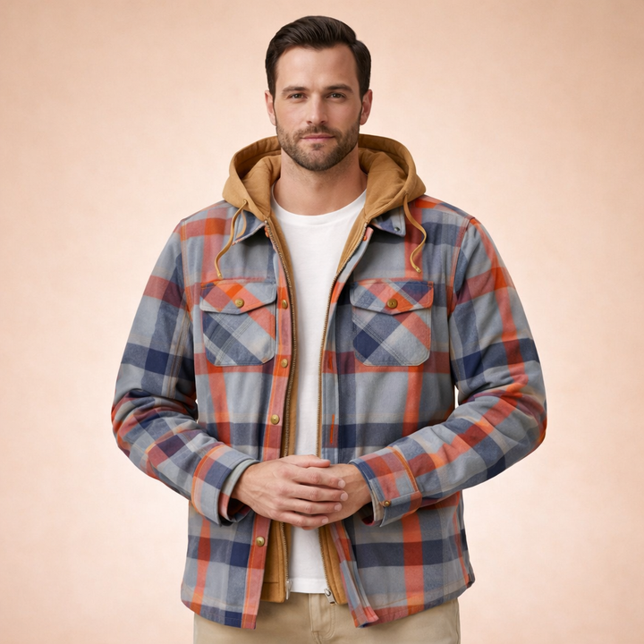 Ethan | Men’s Checkered Hooded Casual Jacket