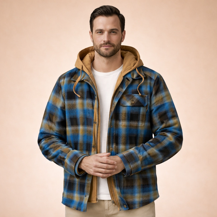 Ethan | Men’s Checkered Hooded Casual Jacket