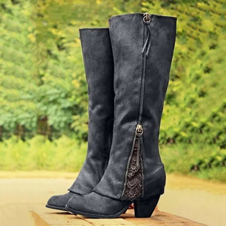 Victoria | Elegant Knee-High Block Heel Boots 1