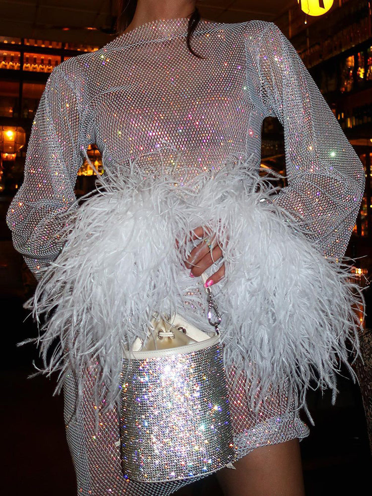 Willow | Feathered Sequin Mesh Homecoming Dress 5