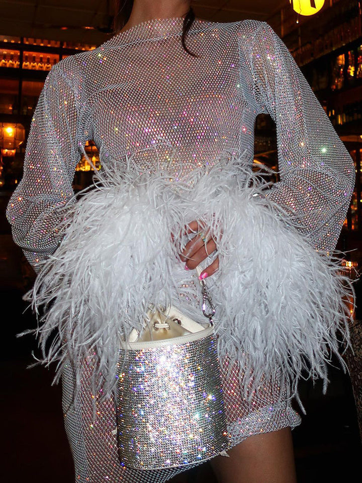 Willow | Feathered Sequin Mesh Homecoming Dress 5