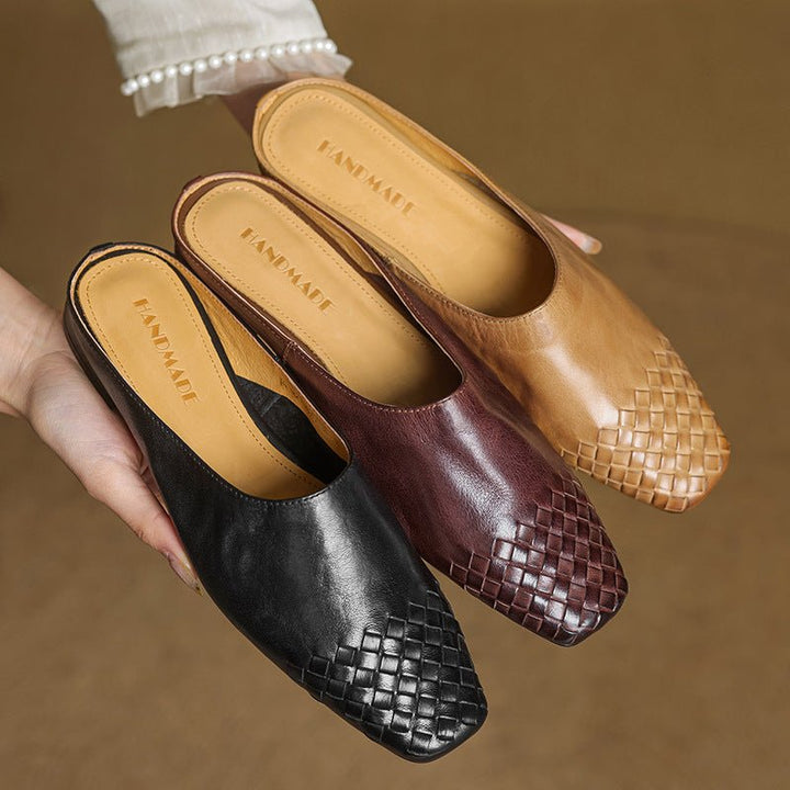 Alice | Mule eleganti e di stile in pelle intrecciata, senza lacci