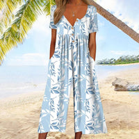 Clara | Elegant and Comfortable Summer V-Neck Culotte Jumpsuit