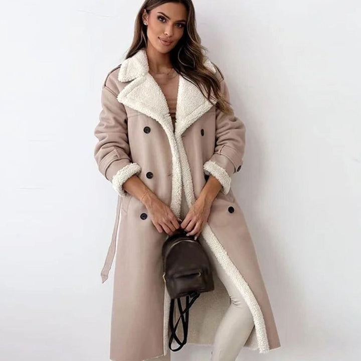 Elfriede | Long Winter Coat with Faux Shearling
