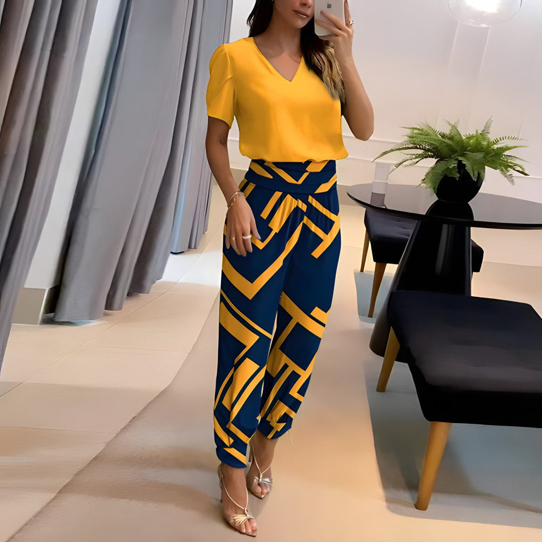 Emily | Chic And Breathable Blouse And Pants Two Piece Set