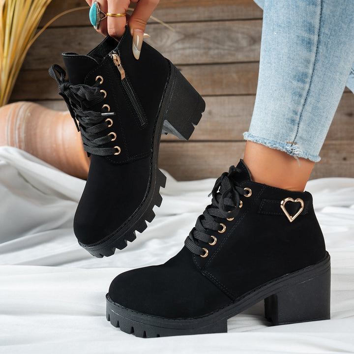 Emily | Moderne Schnürstiefeletten mit Blockabsatz