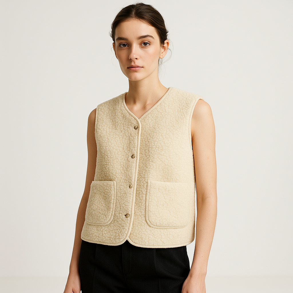 Livia | Stylish And Cozy Shearling Effect Sleeveless Vest