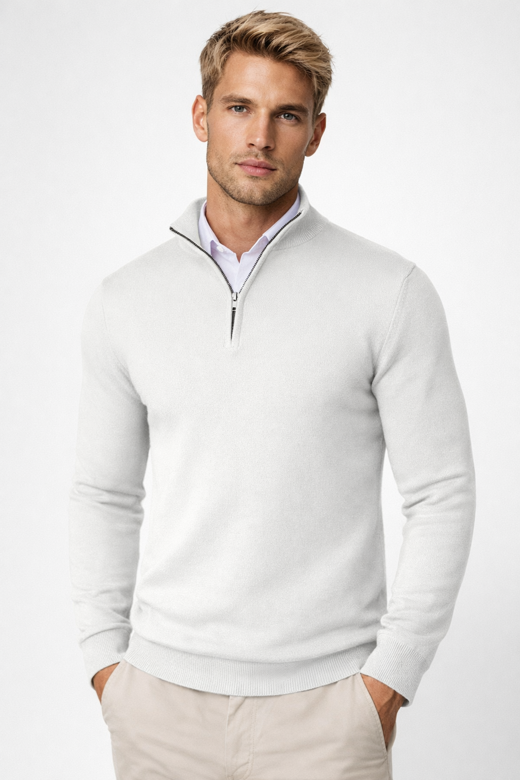 Lucas | Elegant and Modern Half Zip High Neck Sweater
