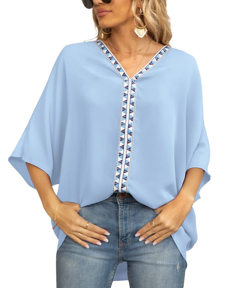 Mira | Comfortable Bohemian Embroidered V-Neck Tunic Top