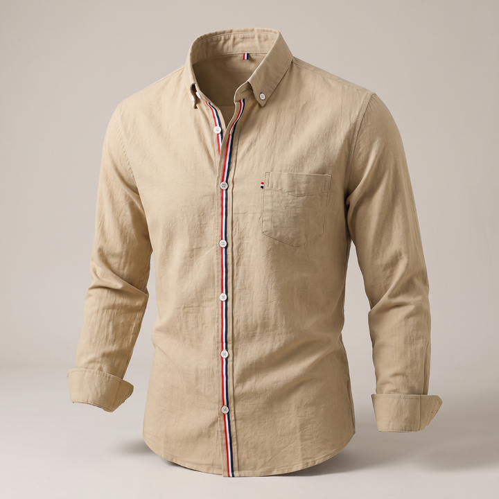 Emilio | Linen Shirt – Crisp Stripe-Trimmed Casual Style for Men