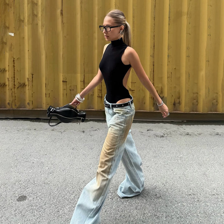 Avery | Vintage Wash Wide Leg Denim Jeans